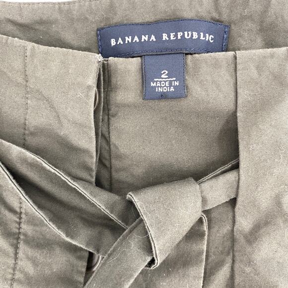 BANANA REPUBLIC Womens Skirt Cotton Size 2 Pleated Self-Tie Belt Mini A-Line - Picture 3 of 4